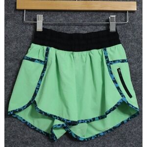 Lululemon Shorts Women 2 Green Tracker 4" Lined Running Athleisure Yoga Training